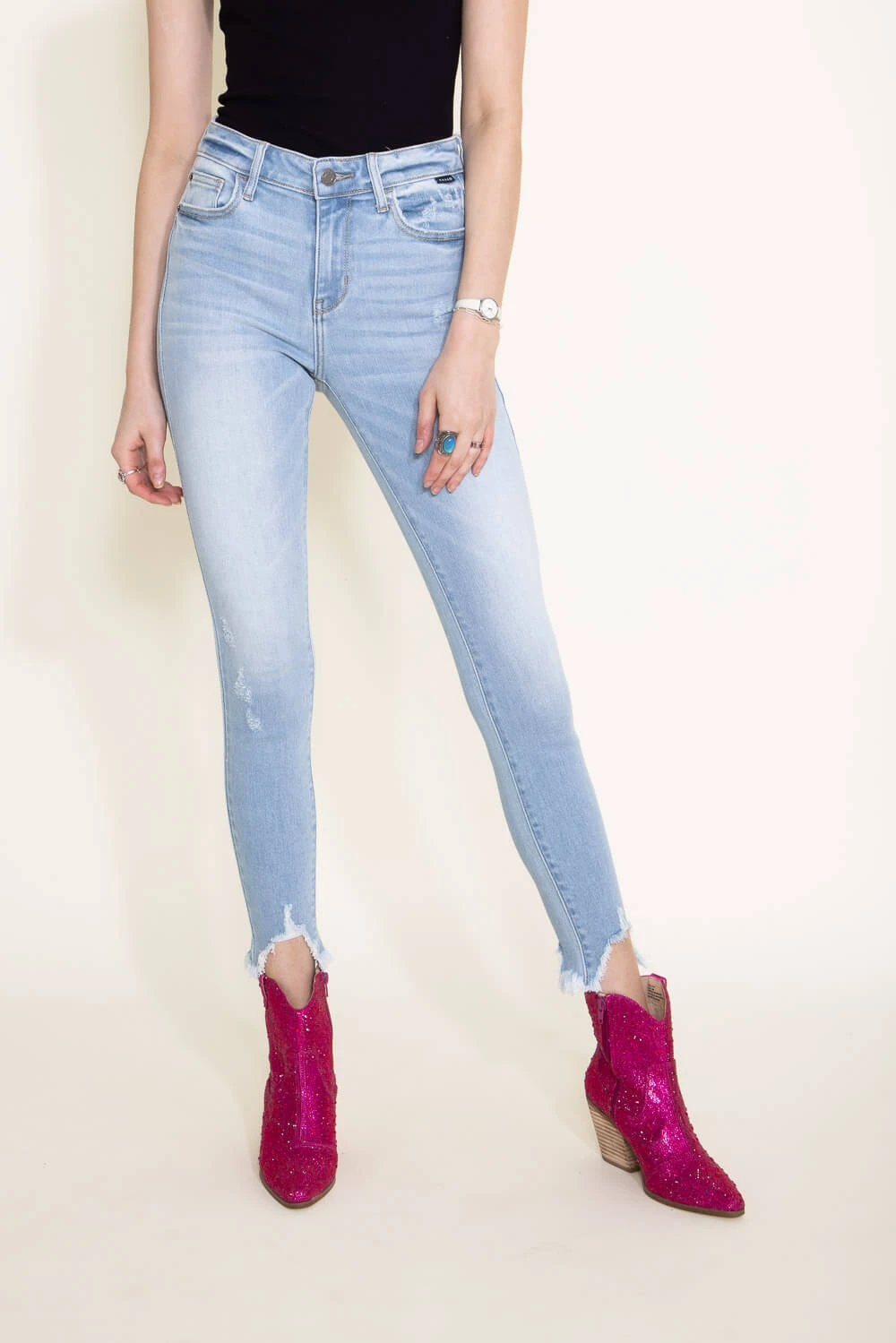 Cello Cropped Fray Hem Skinny Jeans For Women | WV78205LT 4 Cello Cropped Fray Hem Skinny Jeans For Women | WV78205LT - Image 2