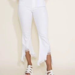 Cello High Rise Cropped Fray Hem Flare Jeans For Women In White | WV38744WHT 13 Cello High Rise Cropped Fray Hem Flare Jeans For Women In White | WV38744WHT -straight jeans shop 001 Cello High Rise Cropped Fray Hem Flare Jeans for Women in White WV38744WHT 1