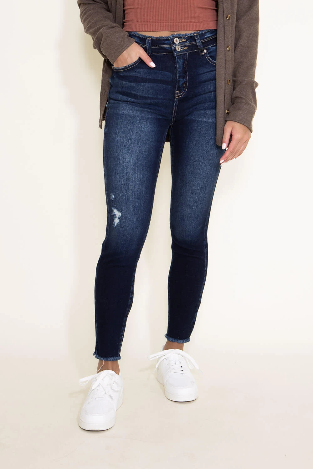 KanCan Danica High Rise Dark Wash Ankle Skinny Jeans For Women | KC7317D 4 KanCan Danica High Rise Dark Wash Ankle Skinny Jeans For Women | KC7317D - Image 2