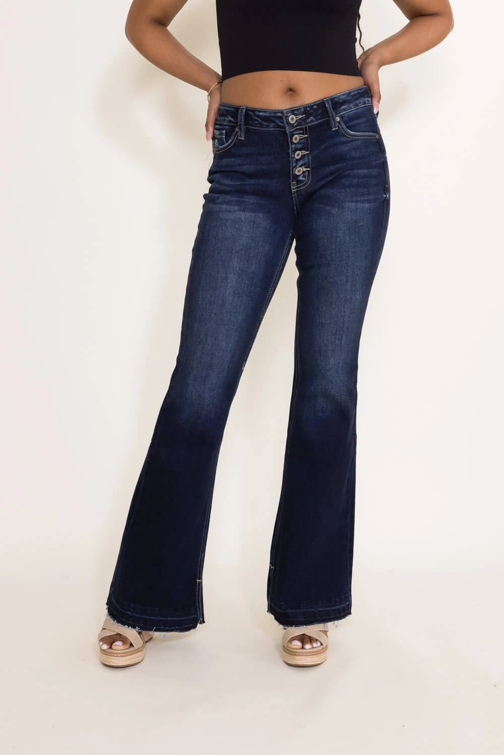 KanCan Mid-Rise Button Flare Jeans For Women | KC7338LD 4 KanCan Mid-Rise Button Flare Jeans For Women | KC7338LD - Image 2