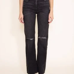 Sneak Peek High Rise Slim Bootcut Jeans For Women In Black | SP-P11946 -straight jeans shop 001 Sneak Peek Womens Jeans in Black HIGH RISE SLIM BOOTCUT BLACK SP P11946 1
