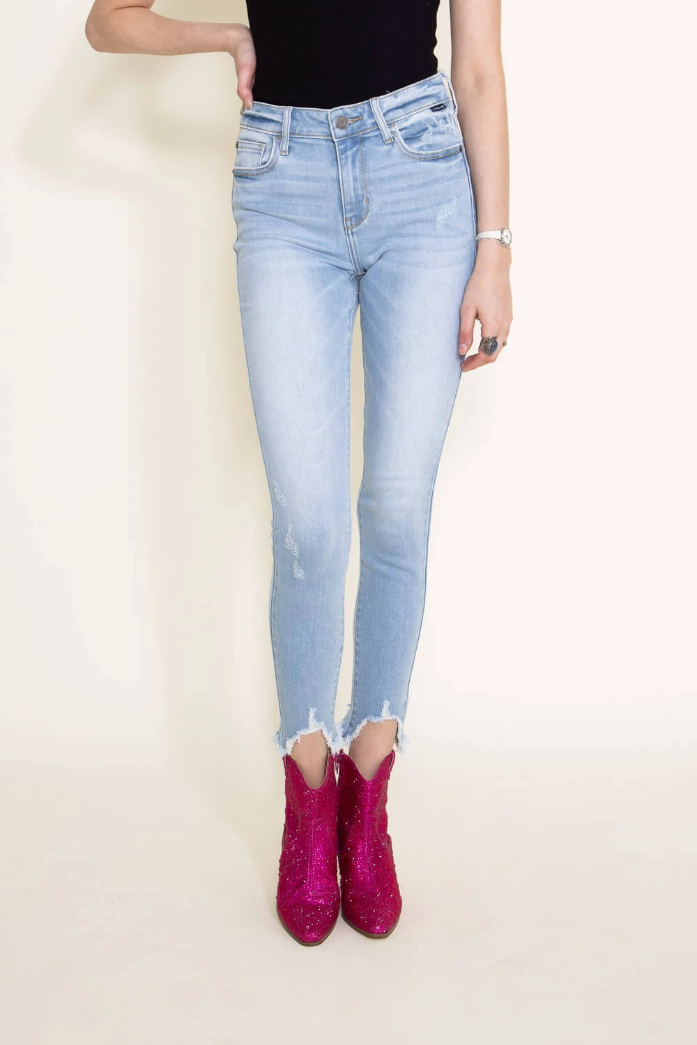 Cello Cropped Fray Hem Skinny Jeans For Women | WV78205LT 6 Cello Cropped Fray Hem Skinny Jeans For Women | WV78205LT - Image 4