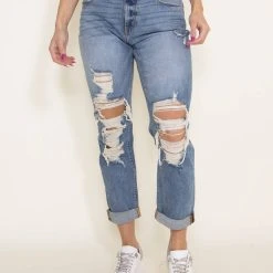 Eunina Frankie Mid Rise Girlfriend Jeans For Women | E87019AD -straight jeans shop 002 Eunina Frankie Mid Rise Girlfriend Jeans for Women E87019AD