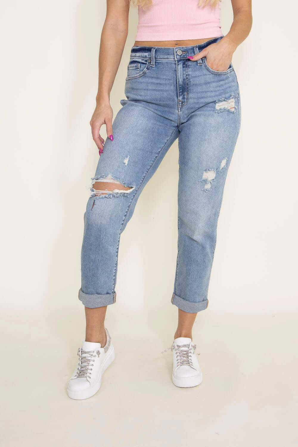 Eunina Rocky High Rise Boyfriend Jeans For Women | E88038BPM 5 Eunina Rocky High Rise Boyfriend Jeans For Women | E88038BPM - Image 3