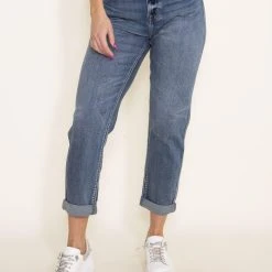 Eunina Rocky Super High Rise Retro Boyfriend Jeans For Women | E88073PRM -straight jeans shop 002 Eunina Rocky Super High Rise Retro Dark Wash Boyfriend Jeans for Women E88073PRM