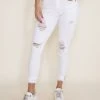 KanCan Double Fray Ankle Skinny Jeans For Women In White | KC6204WT -straight jeans shop 002 KanCan Double Fray Ankle Skinny Jeans for Women in White KC6204WT 1