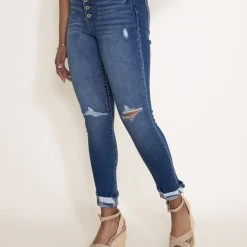 KanCan High Rise Rolled Cuff Ankle Skinny Jeans For Women | KC7117M 9 KanCan High Rise Rolled Cuff Ankle Skinny Jeans For Women | KC7117M -straight jeans shop 002 KanCan High Rise Rolled Cuff Ankle Skinny Jeans for Women KC7117M 1