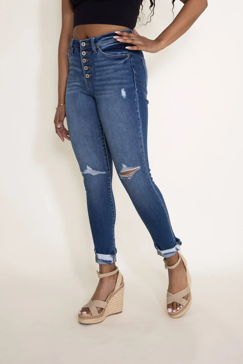 KanCan High Rise Rolled Cuff Ankle Skinny Jeans For Women | KC7117M 6 KanCan High Rise Rolled Cuff Ankle Skinny Jeans For Women | KC7117M - Image 4