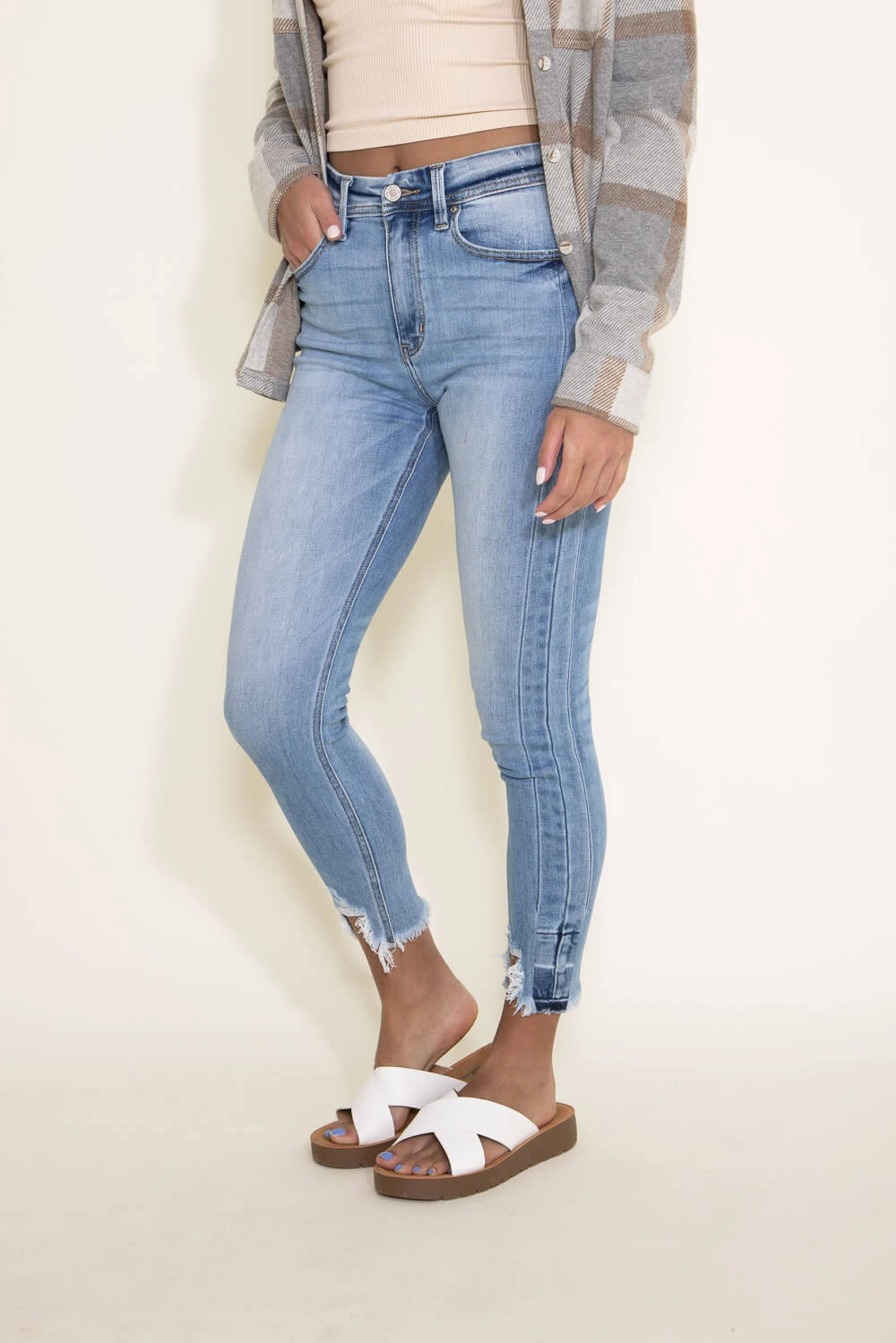 KanCan High Rise Shark Bite Ankle Skinny Jeans For Women | KC9258M 5 KanCan High Rise Shark Bite Ankle Skinny Jeans For Women | KC9258M - Image 3