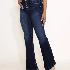 KanCan Mid-Rise Button Flare Jeans For Women | KC7338LD 9 KanCan Mid-Rise Button Flare Jeans For Women | KC7338LD -straight jeans shop 002 KanCan Mid Rise Button Flare Jeans for Women KC7338LD