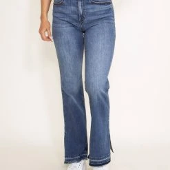 Sneak Peek Mid Rise Split Hem Bootcut Jeans For Women | SP-P12237 9 Sneak Peek Mid Rise Split Hem Bootcut Jeans For Women | SP-P12237 -straight jeans shop 002 Sneak Peek Mid Rise Bootcut Medium Wash Jeans for Women MID RISE BOOTCUT MED WASH TROUSER HEM SP P12237 1