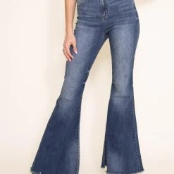 Sneak Peek High Rise Flare Jeans For Women | SP-P11914 -straight jeans shop 002 Sneak Peek Womens Flare Jeans in Denim HIGH RISE FLARE MED WASH SP P11914