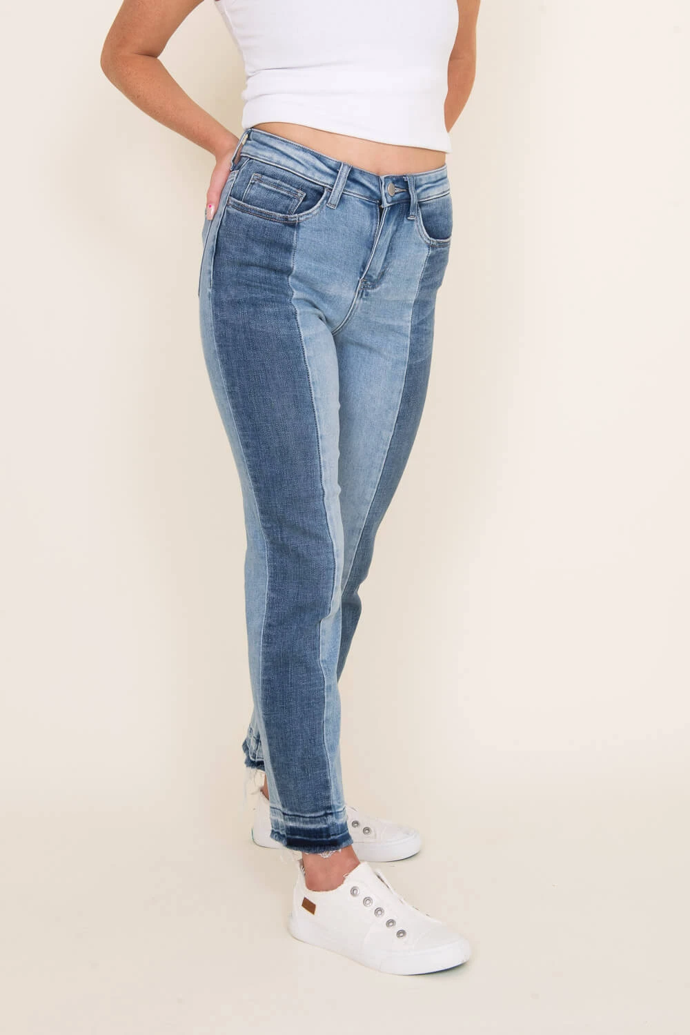 Flying Monkey Super High Rise Color Block Straight Jeans For Women | F4411 5 Flying Monkey Super High Rise Color Block Straight Jeans For Women | F4411 - Image 3