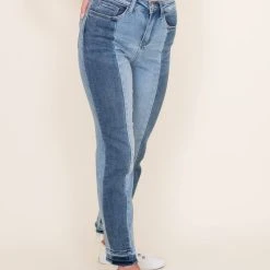 Flying Monkey Super High Rise Color Block Straight Jeans For Women | F4411 7 Flying Monkey Super High Rise Color Block Straight Jeans For Women | F4411 -straight jeans shop 002Womens Jeans Denim Flying Monkey Paper Trails HIGH RISE CROP SLIM STRAIGHT F4411