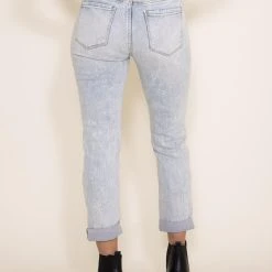 Eunina Frankie Mid Rise Distressed Girlfriend Jeans For Women | E87061IND -straight jeans shop 003 Eunina Frankie Mid Rise Distressed Girlfriend Jeans for Women E87061IND 1