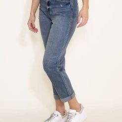 Eunina Rocky Super High Rise Retro Boyfriend Jeans For Women | E88073PRM -straight jeans shop 003 Eunina Rocky Super High Rise Retro Dark Wash Boyfriend Jeans for Women E88073PRM 1