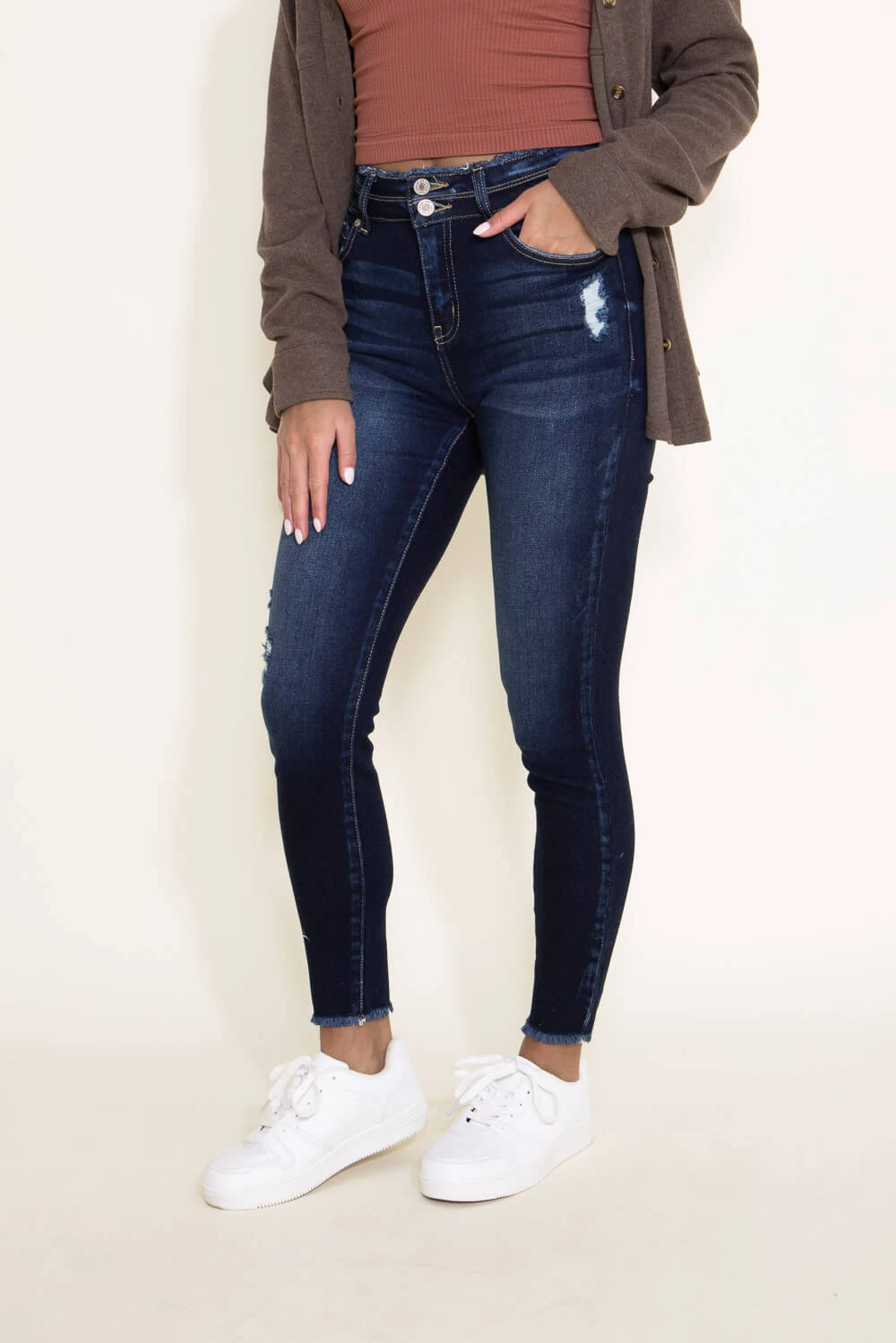 KanCan Danica High Rise Dark Wash Ankle Skinny Jeans For Women | KC7317D 6 KanCan Danica High Rise Dark Wash Ankle Skinny Jeans For Women | KC7317D - Image 4