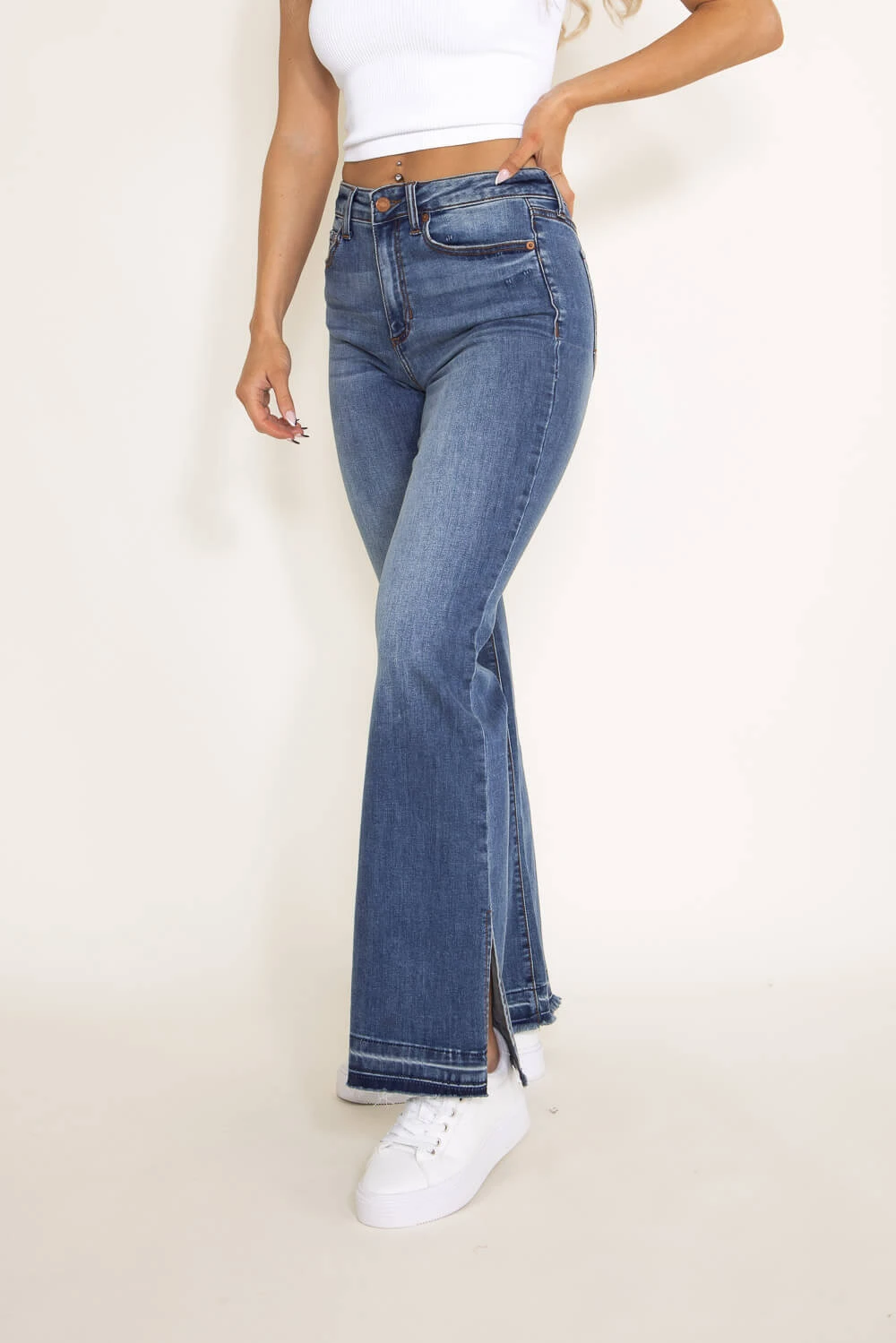 Sneak Peek Mid Rise Split Hem Bootcut Jeans For Women | SP-P12237 6 Sneak Peek Mid Rise Split Hem Bootcut Jeans For Women | SP-P12237 - Image 4