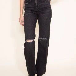 Sneak Peek High Rise Slim Bootcut Jeans For Women In Black | SP-P11946 -straight jeans shop 003 Sneak Peek Womens Jeans in Black HIGH RISE SLIM BOOTCUT BLACK SP P11946
