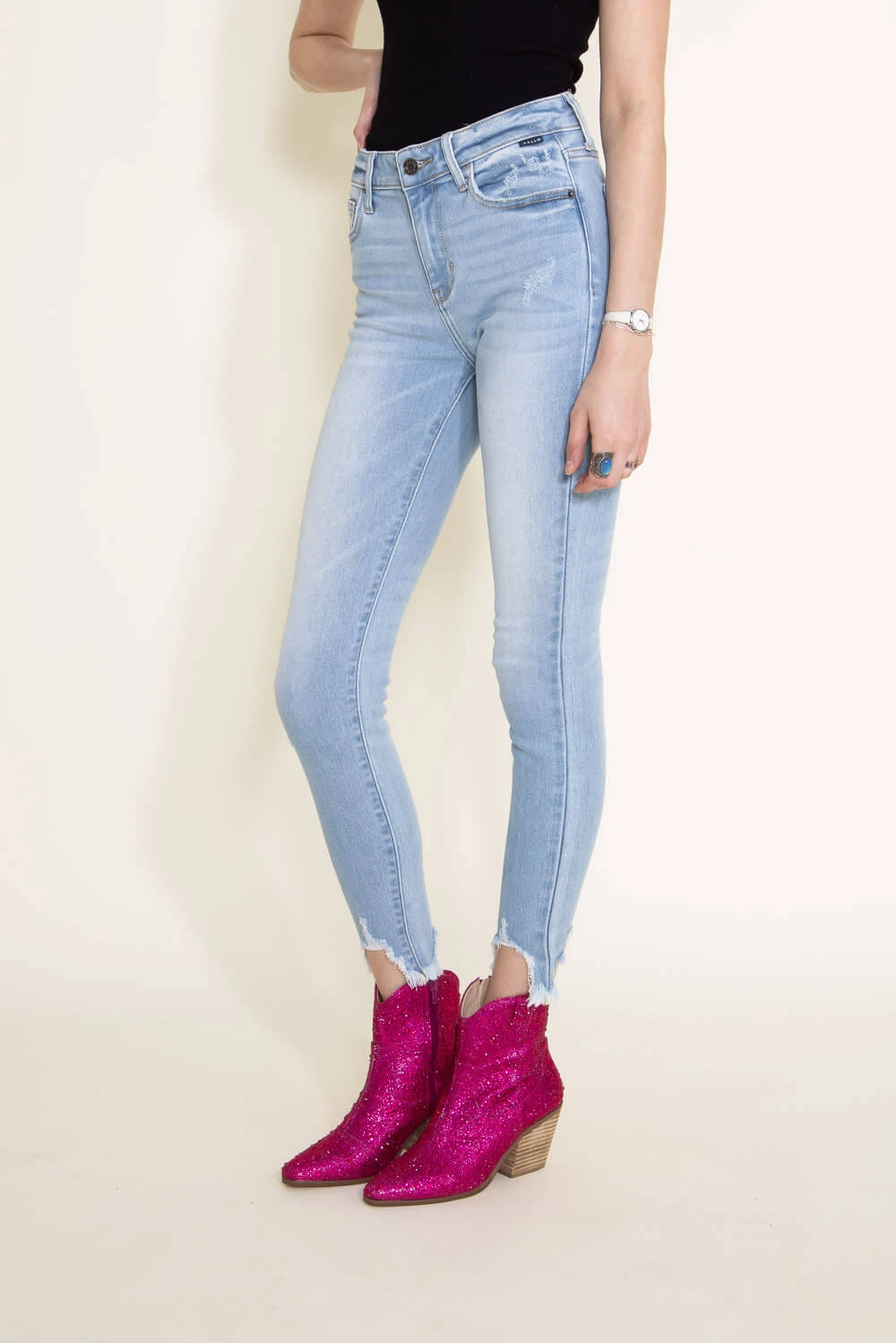 Cello Cropped Fray Hem Skinny Jeans For Women | WV78205LT 8 Cello Cropped Fray Hem Skinny Jeans For Women | WV78205LT - Image 6