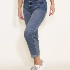 Eunina Rocky Super High Rise Retro Boyfriend Jeans For Women | E88073PRM -straight jeans shop 004 Eunina Rocky Super High Rise Retro Dark Wash Boyfriend Jeans for Women E88073PRM