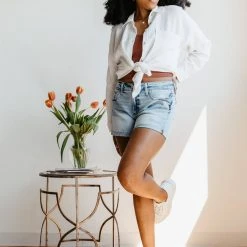 Silver Jeans Boyfriend Mid Rise Denim Shorts For Women | L53623SOC111