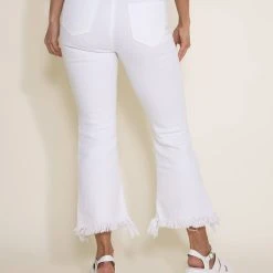 Cello High Rise Cropped Fray Hem Flare Jeans For Women In White | WV38744WHT 10 Cello High Rise Cropped Fray Hem Flare Jeans For Women In White | WV38744WHT -straight jeans shop 005 Cello High Rise Cropped Fray Hem Flare Jeans for Women in White WV38744WHT