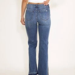 Sneak Peek Mid Rise Split Hem Bootcut Jeans For Women | SP-P12237 11 Sneak Peek Mid Rise Split Hem Bootcut Jeans For Women | SP-P12237 -straight jeans shop 005 Sneak Peek Mid Rise Bootcut Medium Wash Jeans for Women MID RISE BOOTCUT MED WASH TROUSER HEM SP P12237 1