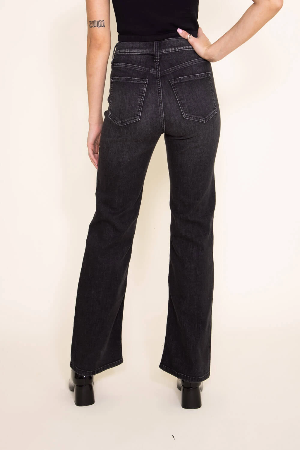 Sneak Peek High Rise Slim Bootcut Jeans For Women In Black | SP-P11946 4 Sneak Peek High Rise Slim Bootcut Jeans For Women In Black | SP-P11946 - Image 2