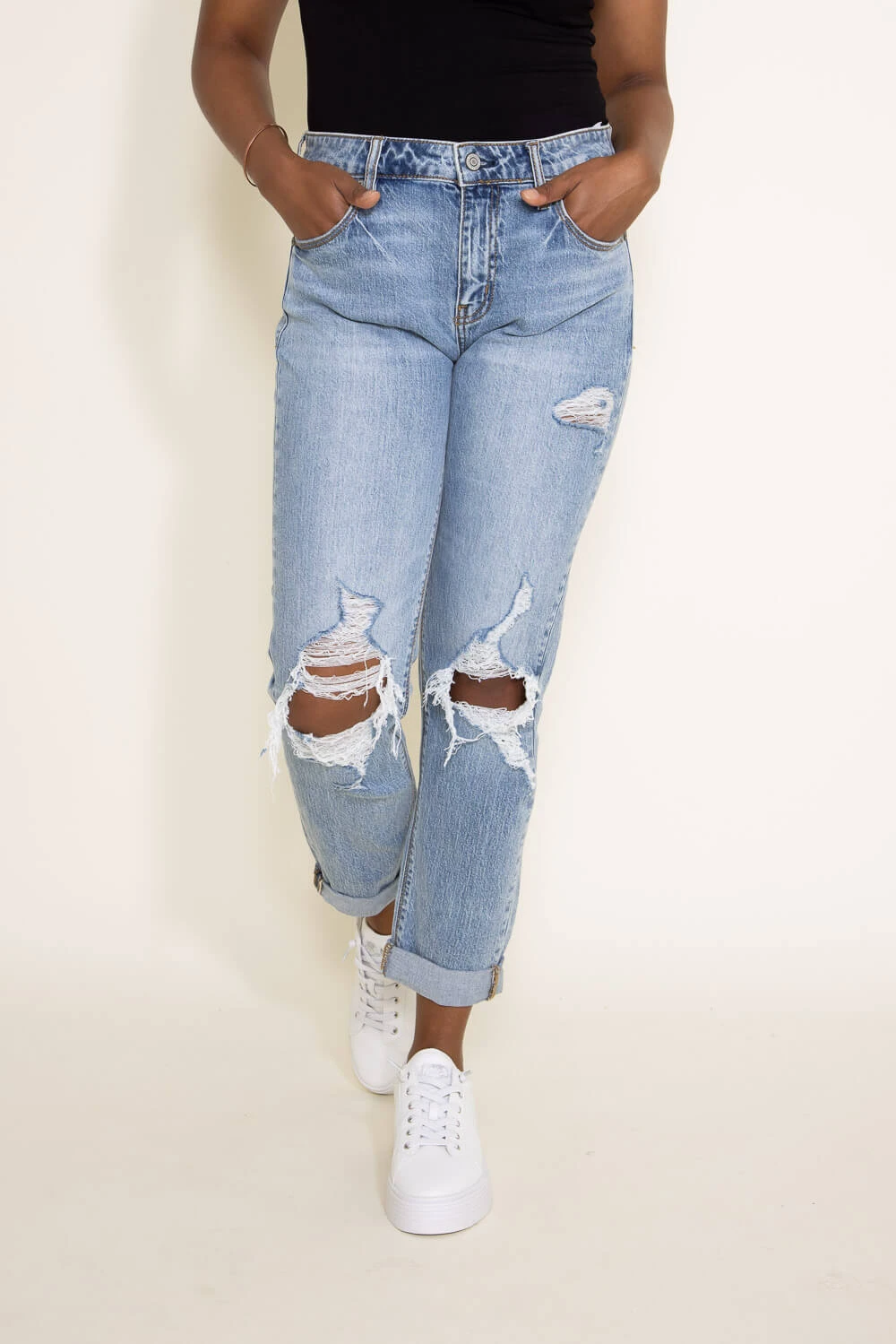 Eunina Frankie Mid Rise Destructed Jeans For Women | E87059WAS 5 Eunina Frankie Mid Rise Destructed Jeans For Women | E87059WAS - Image 3