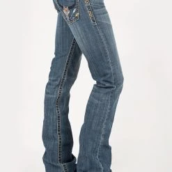 Tin Haul Womens Blue Cotton Blend Aztec Steerhead Jeans