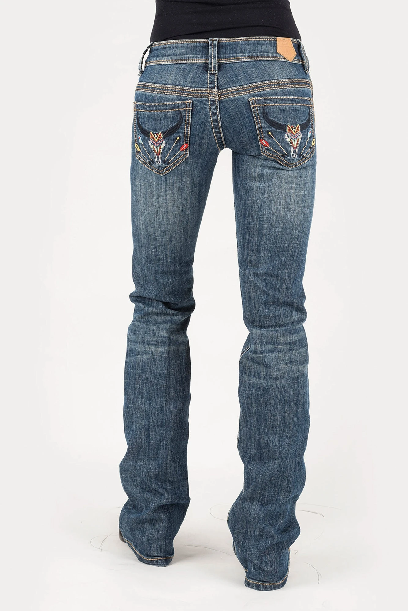 Tin Haul Womens Blue Cotton Blend Aztec Steerhead Jeans 4 Tin Haul Womens Blue Cotton Blend Aztec Steerhead Jeans - Image 2