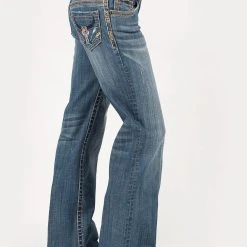 Tin Haul Womens Blue Cotton Blend Steerhead Deco Jeans