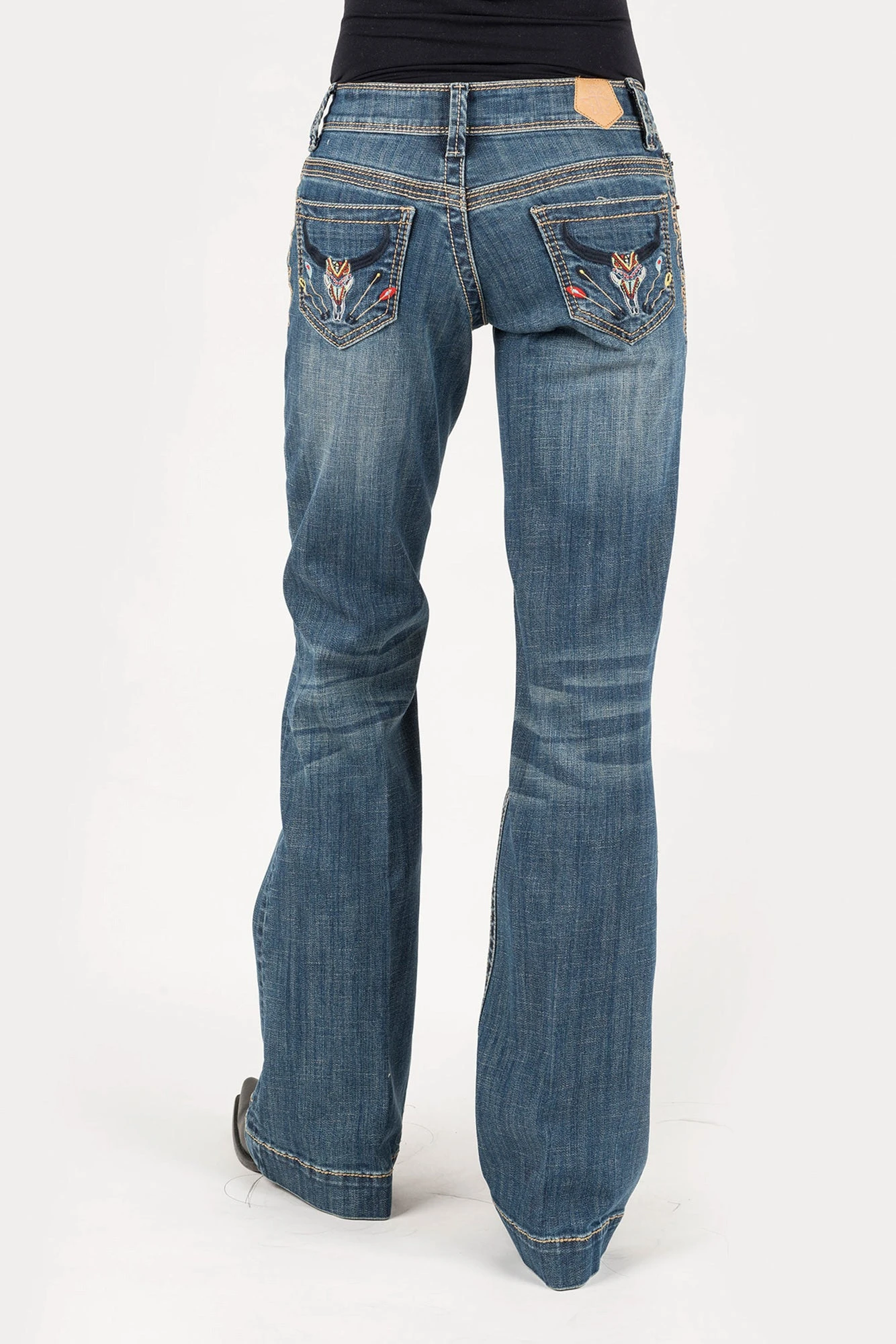 Tin Haul Womens Blue Cotton Blend Steerhead Deco Jeans 4 Tin Haul Womens Blue Cotton Blend Steerhead Deco Jeans - Image 2