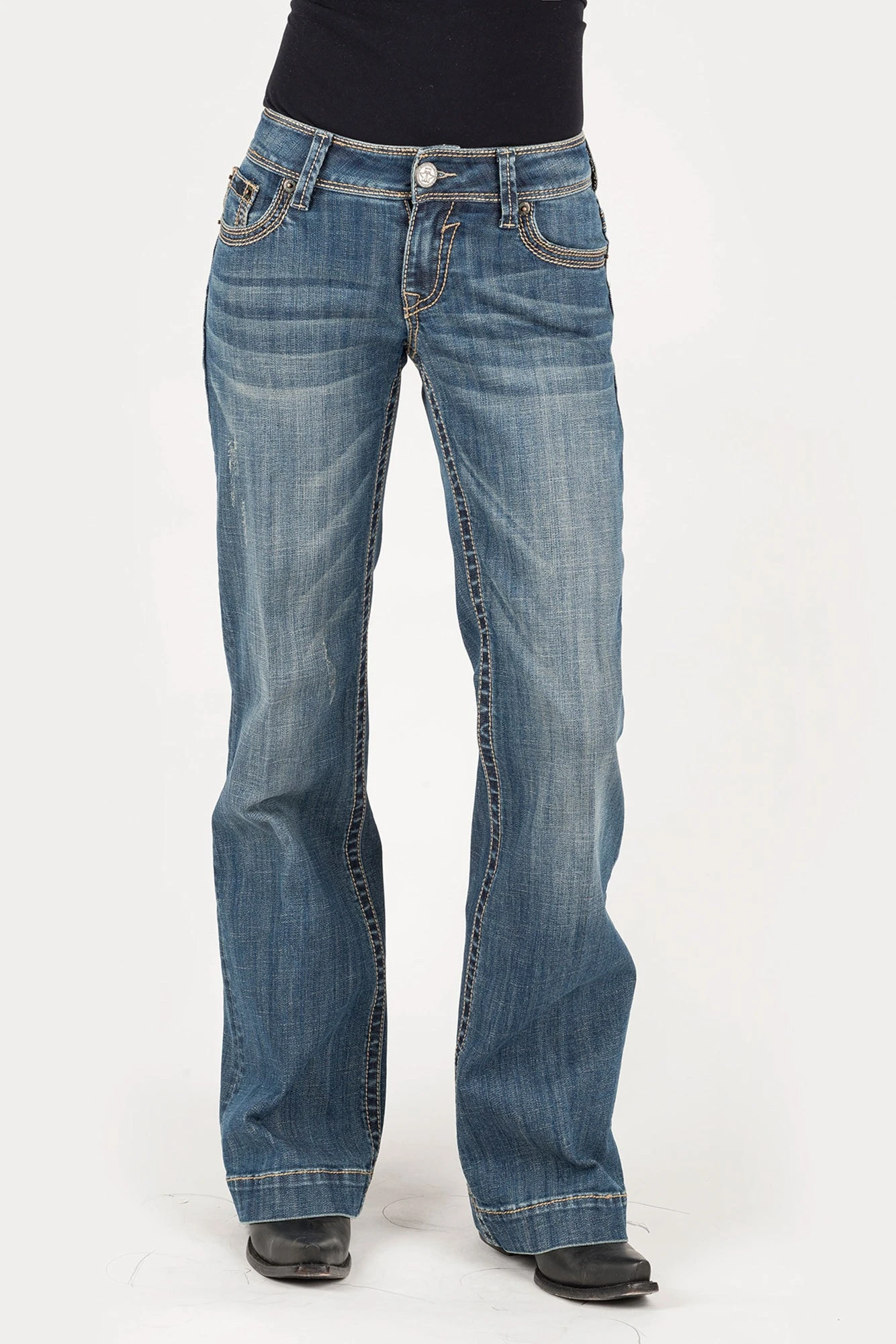 Tin Haul Womens Blue Cotton Blend Steerhead Deco Jeans 5 Tin Haul Womens Blue Cotton Blend Steerhead Deco Jeans - Image 3