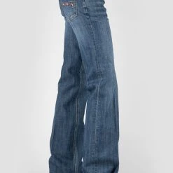 Tin Haul Womens Blue Cotton Blend Ella Fit 3 Horses Jeans