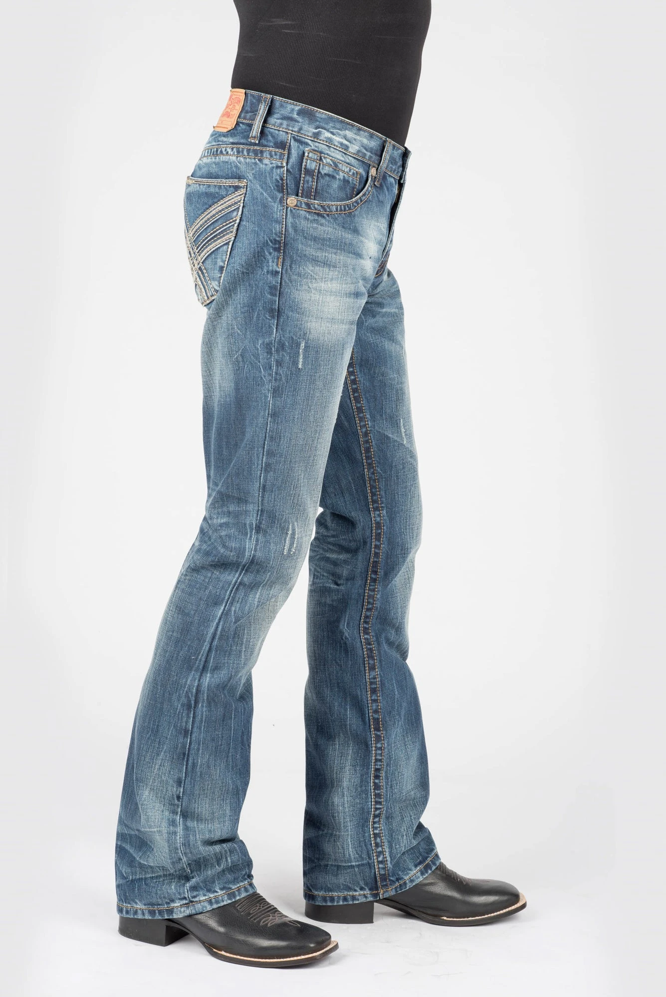 Stetson Mens Blue 100% Cotton Curved X Jeans 3 Stetson Mens Blue 100% Cotton Curved X Jeans