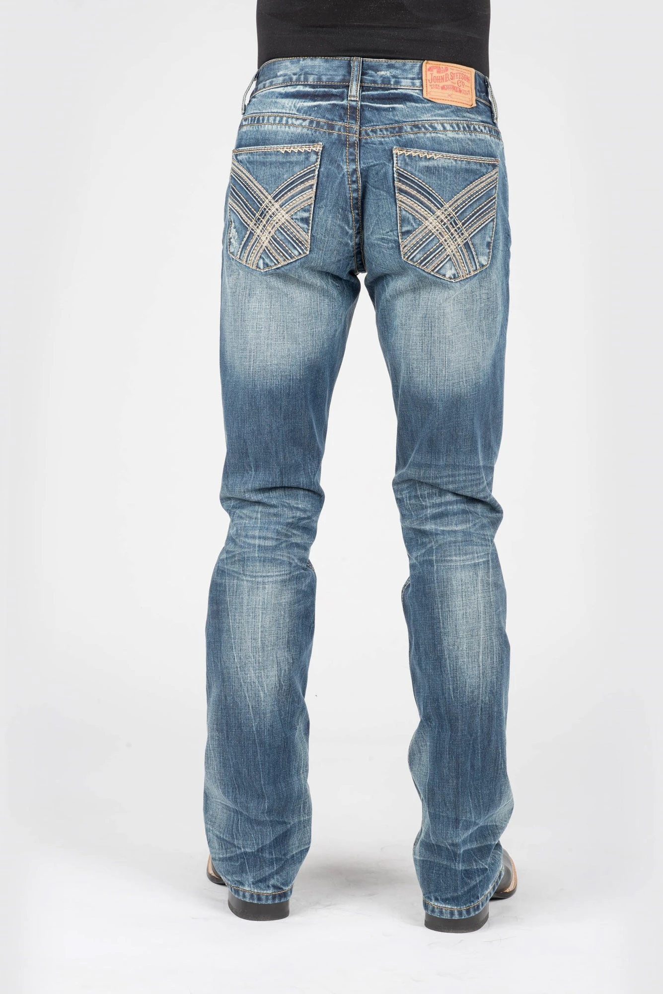 Stetson Mens Blue 100% Cotton Curved X Jeans 4 Stetson Mens Blue 100% Cotton Curved X Jeans - Image 2