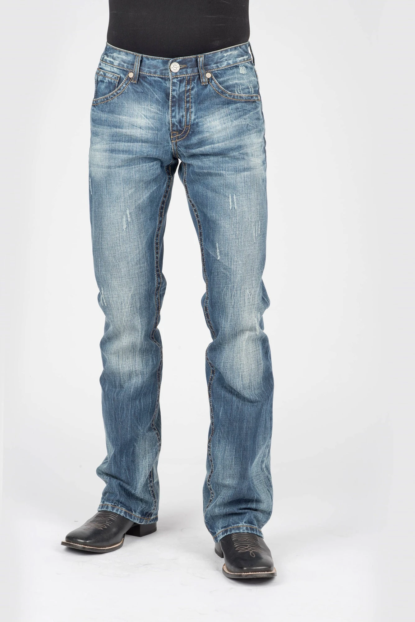 Stetson Mens Blue 100% Cotton Curved X Jeans 5 Stetson Mens Blue 100% Cotton Curved X Jeans - Image 3
