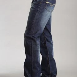 Mens Stetson Blue Cotton Blend Deco Pocket Modern Fit Straight Jeans