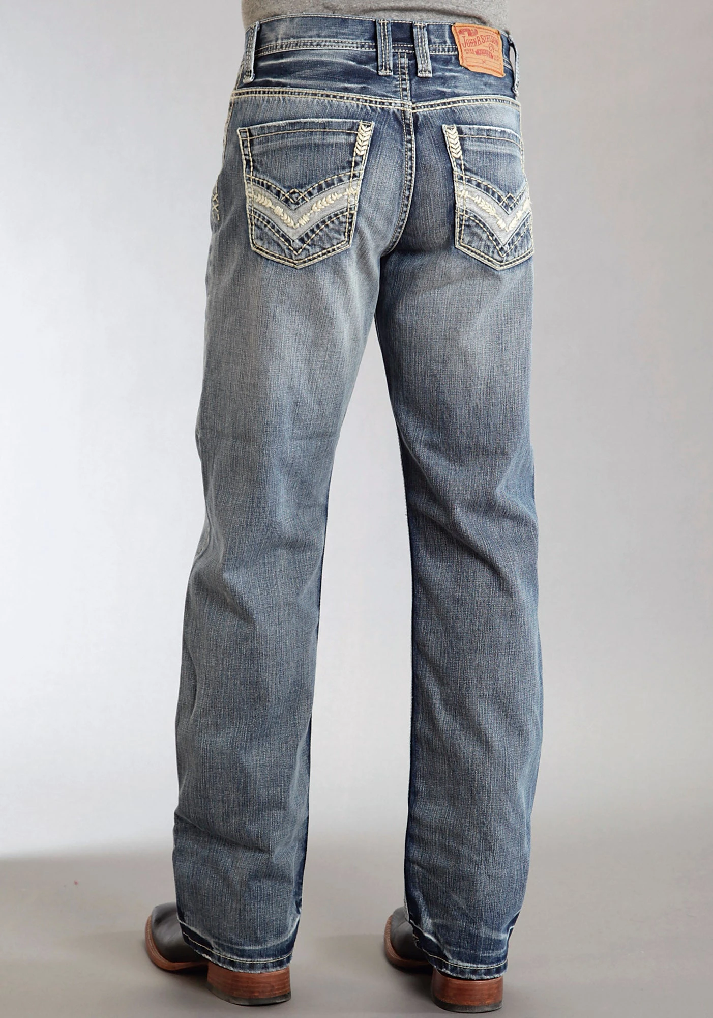 Mens Stetson Blue Cotton Blend Wrong Side Denim Straight Modern Fit Jeans 3 Mens Stetson Blue Cotton Blend Wrong Side Denim Straight Modern Fit Jeans