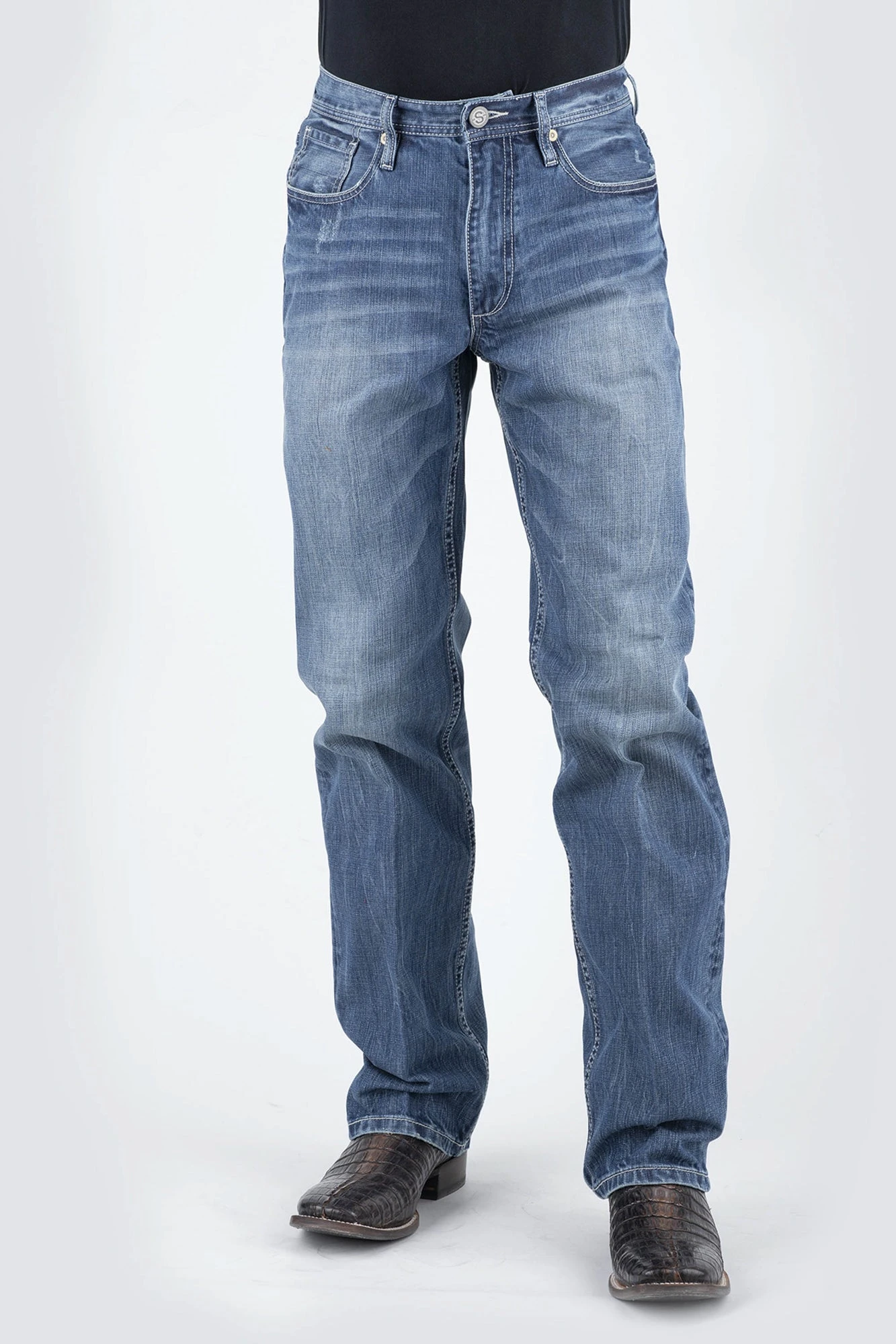 Stetson Mens Blue 100% Cotton 1520 Western V Jeans 5 Stetson Mens Blue 100% Cotton 1520 Western V Jeans - Image 3