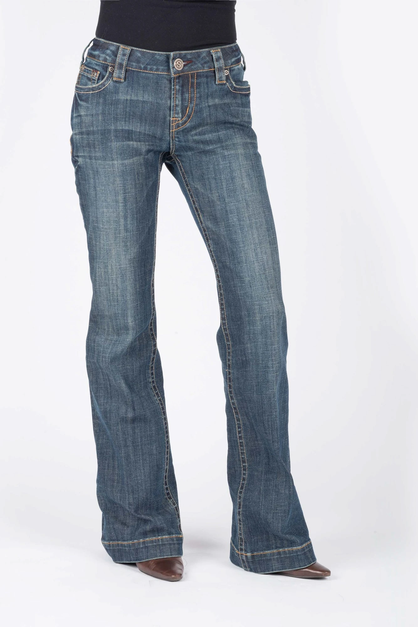 Stetson Womens Blue Cotton Blend Circle Stitch Jeans 5 Stetson Womens Blue Cotton Blend Circle Stitch Jeans - Image 3