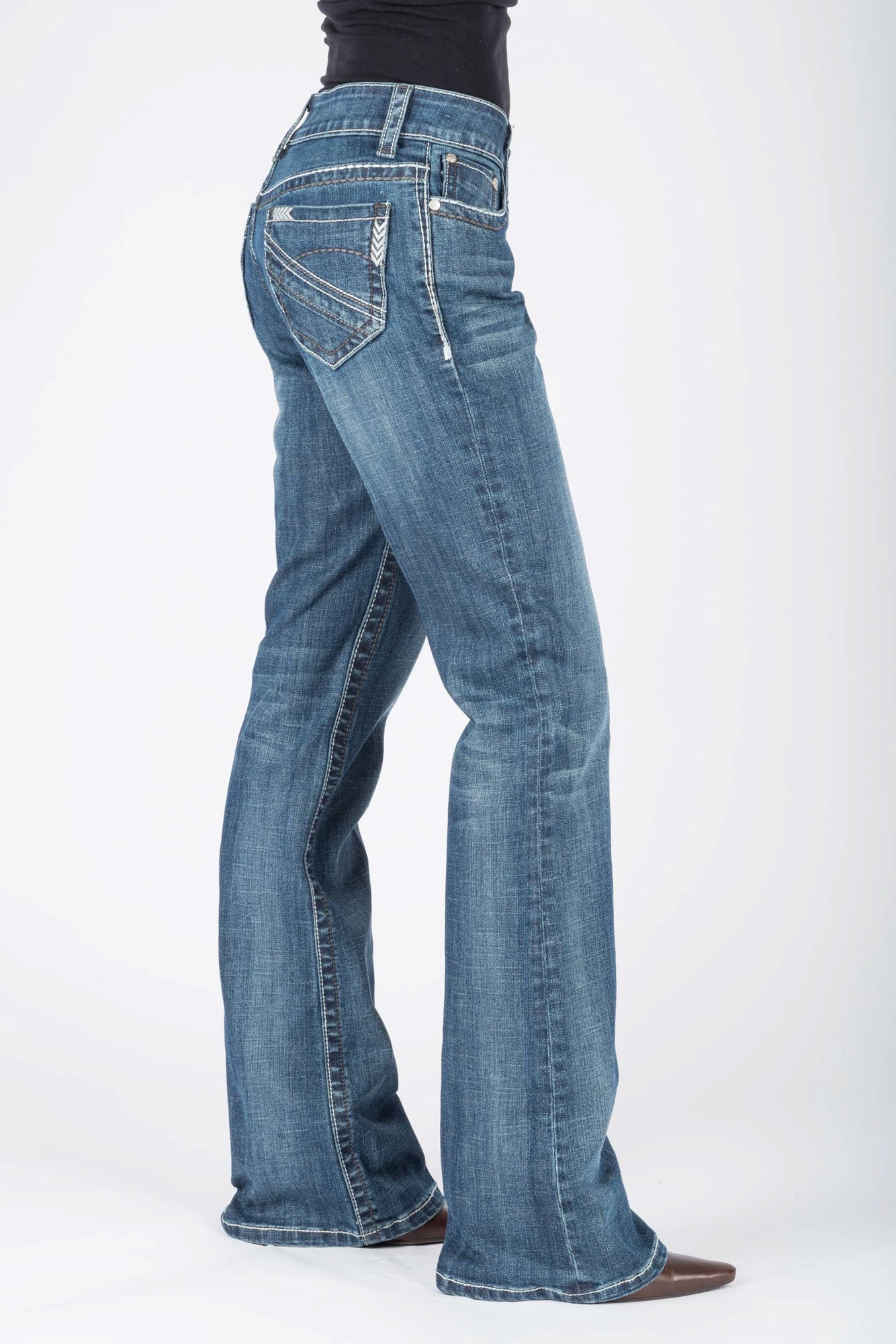 Stetson Womens Blue Cotton Blend Grey Chevron Jeans 3 Stetson Womens Blue Cotton Blend Grey Chevron Jeans