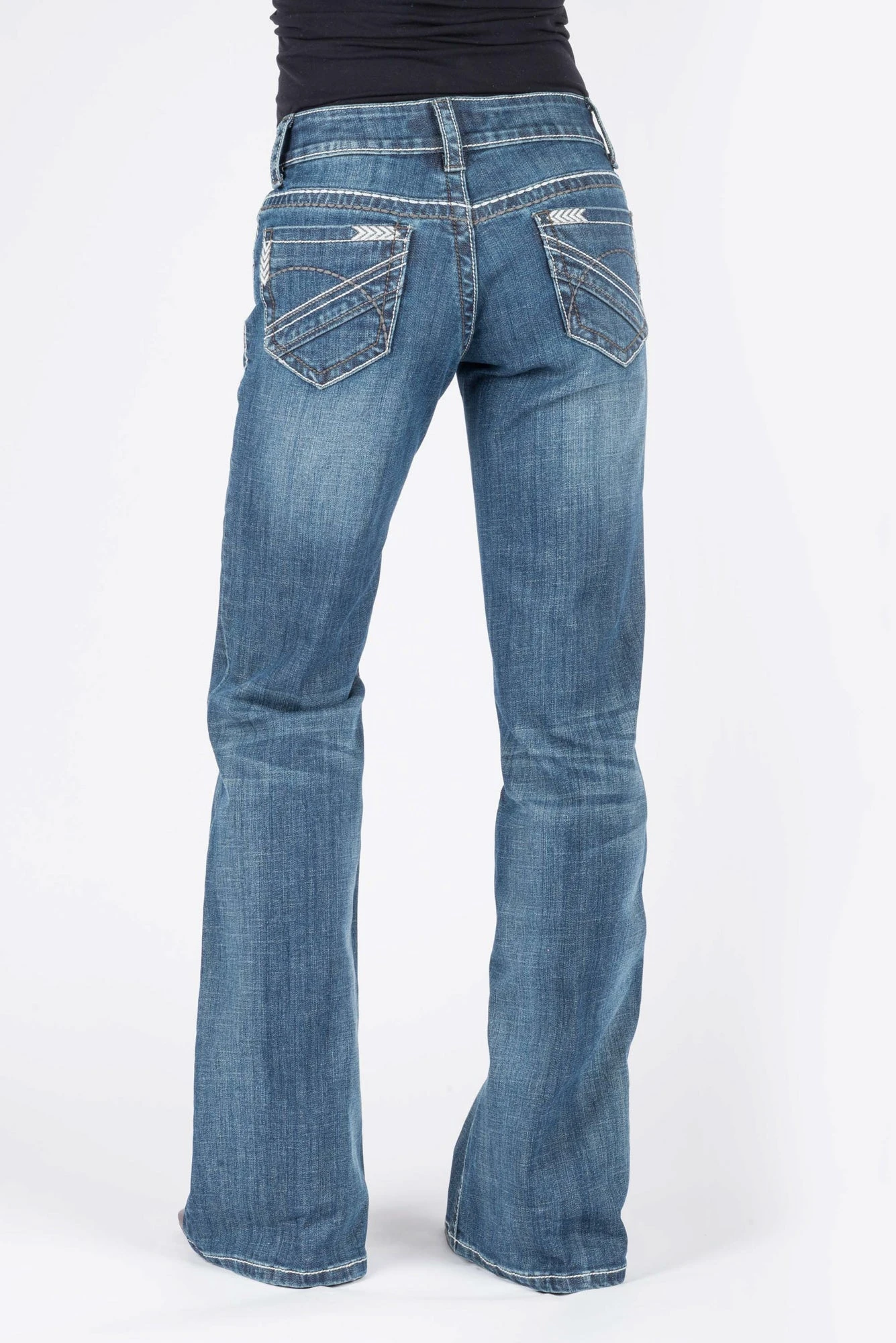 Stetson Womens Blue Cotton Blend Grey Chevron Jeans 4 Stetson Womens Blue Cotton Blend Grey Chevron Jeans - Image 2