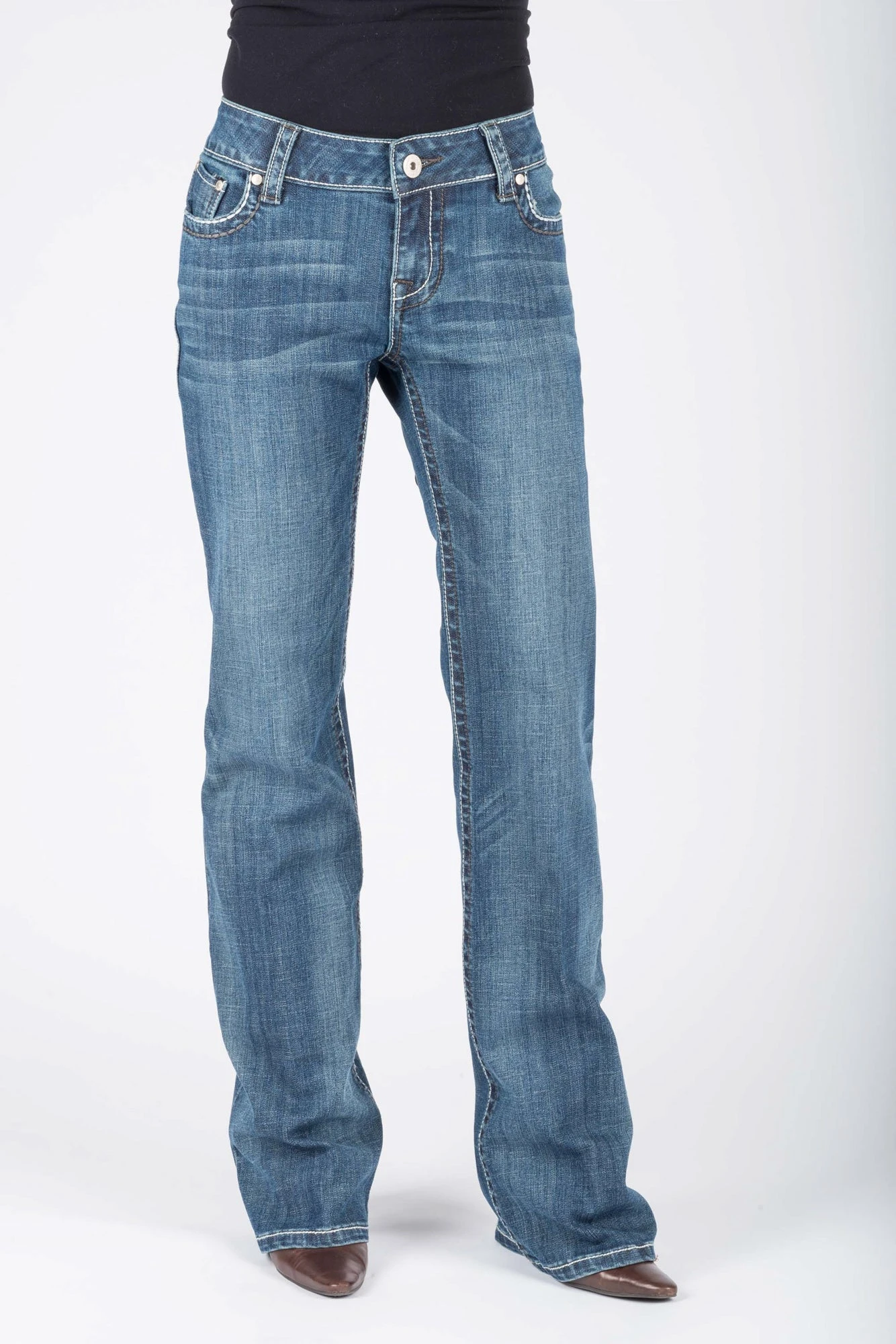 Stetson Womens Blue Cotton Blend Grey Chevron Jeans 5 Stetson Womens Blue Cotton Blend Grey Chevron Jeans - Image 3