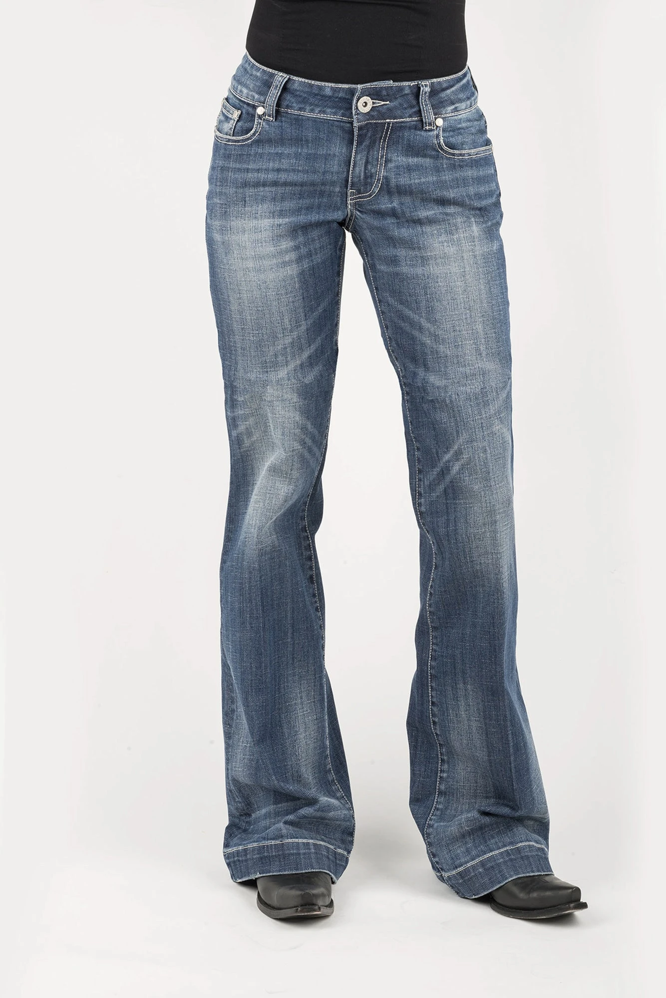 Stetson 214 Womens Blue Cotton Blend Bleached X Jeans 5 Stetson 214 Womens Blue Cotton Blend Bleached X Jeans - Image 3