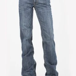 Stetson Womens Blue Cotton Blend Vertical Seaming 214 Trouser Jeans -straight jeans shop 1105402140205c