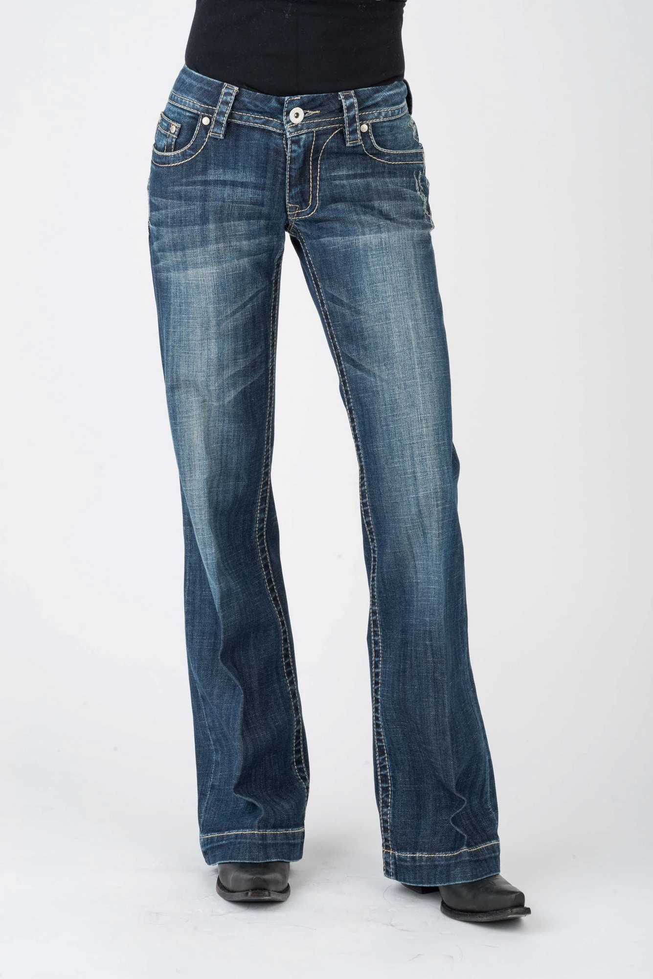 Stetson Womens Blue Cotton Blend 214 Deco Stitch Jeans 5 Stetson Womens Blue Cotton Blend 214 Deco Stitch Jeans - Image 3