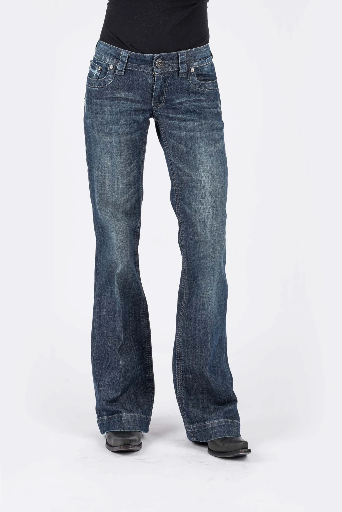 Stetson Womens Blue Cotton Blend 214 Plain Back Jeans 5 Stetson Womens Blue Cotton Blend 214 Plain Back Jeans - Image 3